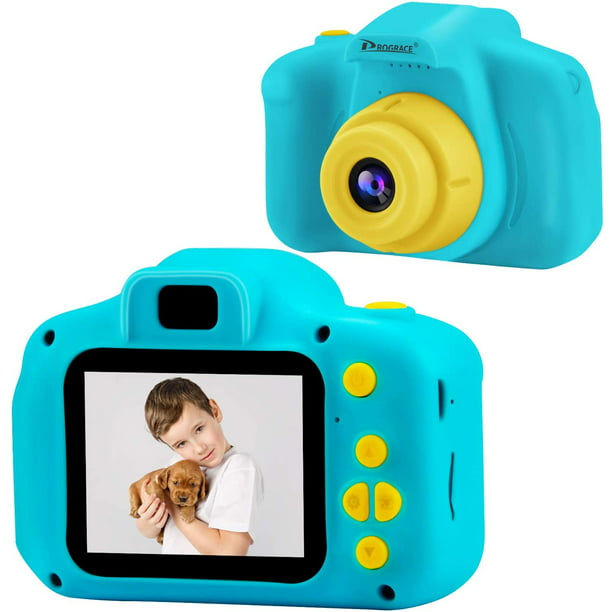 PROGRACE Kids Camera Digital Video Cameras for Kids Boys Birthday Toy Gifts Toddler Video Recorder Children Camera 2 Inch IPS with SD Card-Blue 